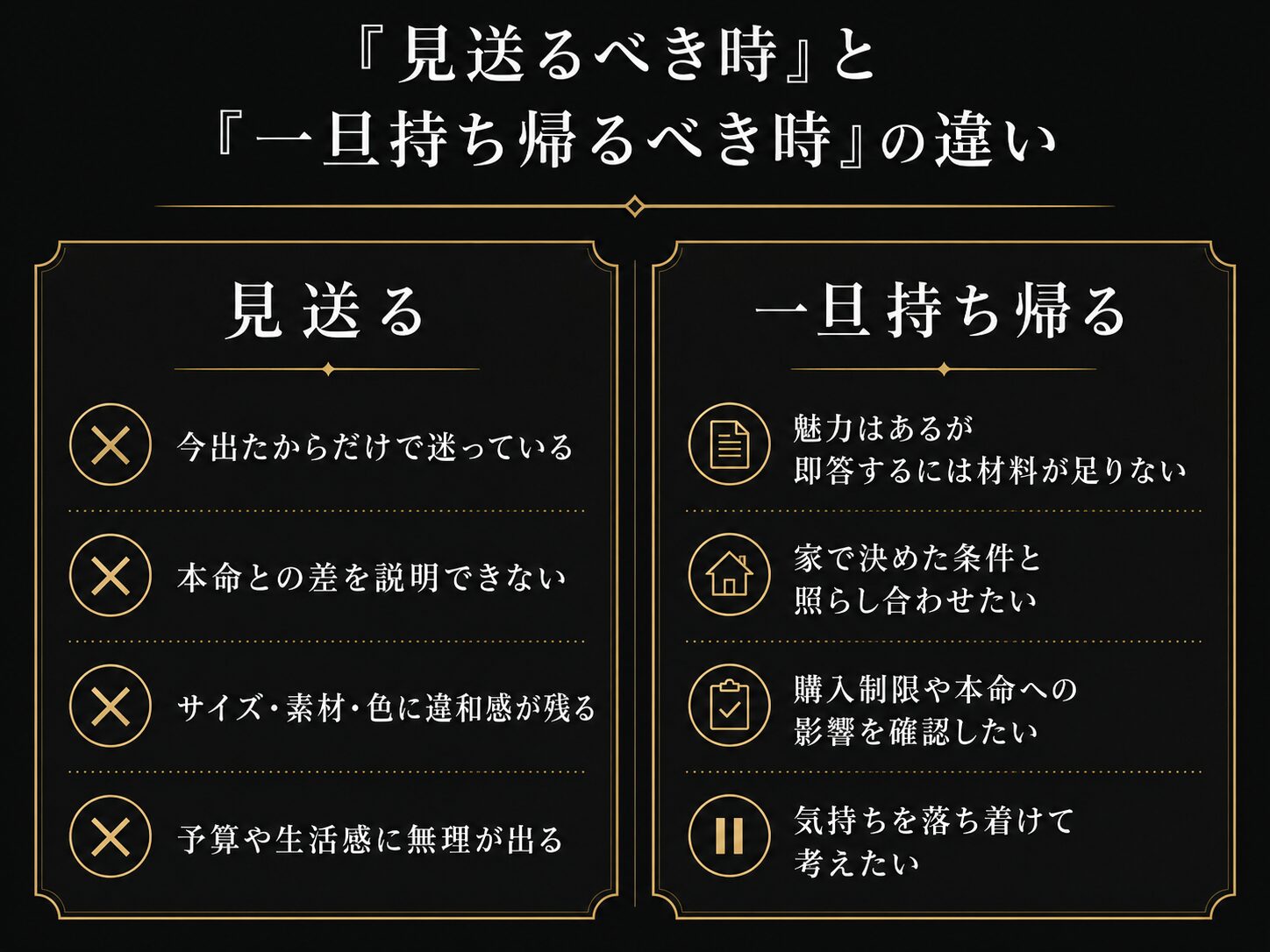 見送るべき時と一旦持ち帰るべき時